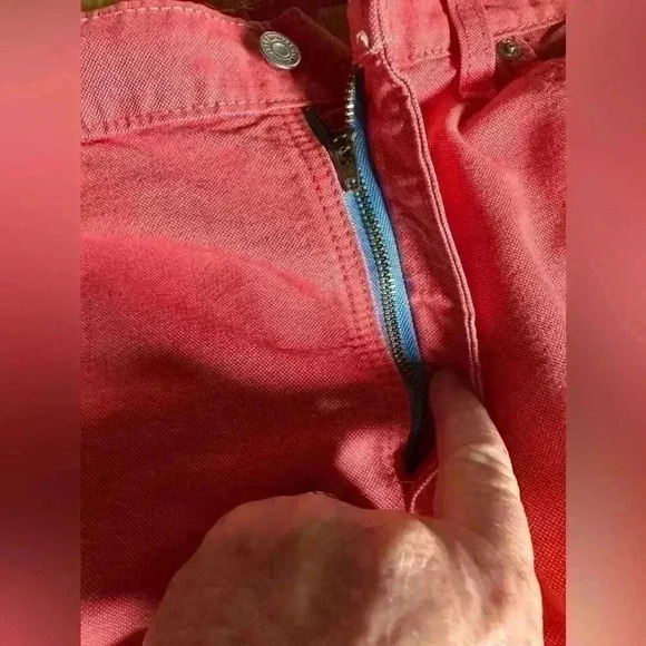 Levi’s size 14 red denim wide leg cropped jeans. EUC. Blue zipper& stitching . - Picture 8 of 16